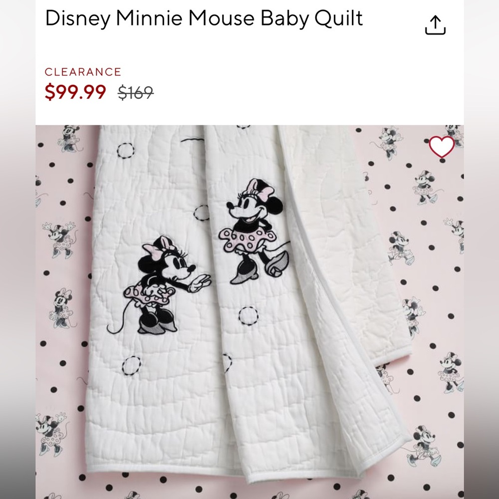 Discontinued Pottery Barn Minnie Mouse Crib Bedding Set